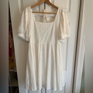 White Eyelet Mini Dress
